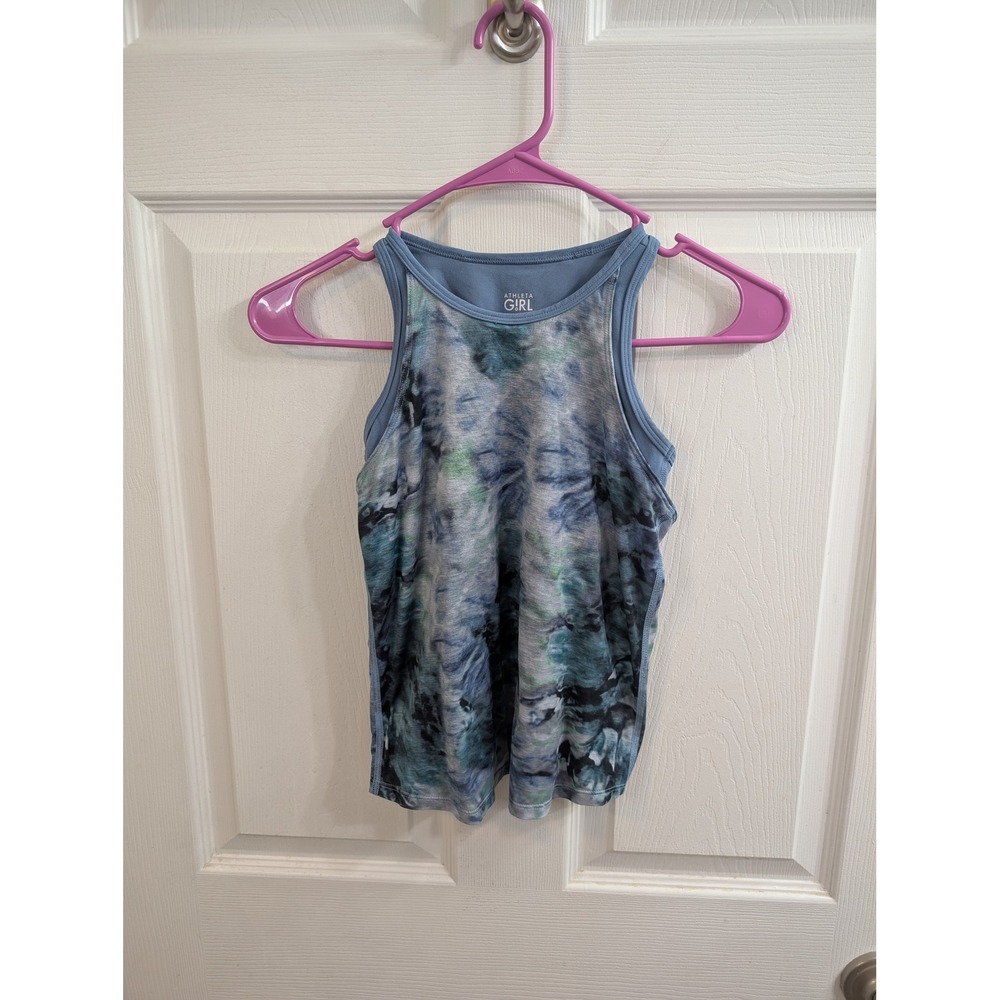 Athleta Girl Perfect Pair Tank Kids Blue Tie Dye 2-in-1 Top - Size S/7
